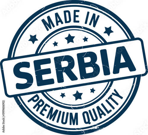Made in Serbia stamp design, isolated on white background