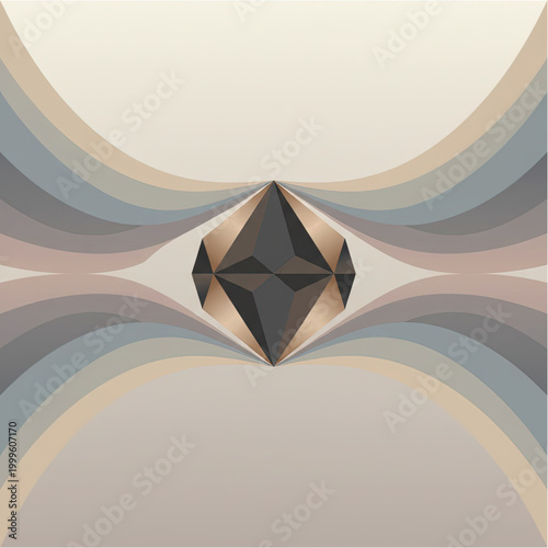 Quiet Strength as a solid form, anchored in space, diverting  neutral tones flows, representing strenght and inner steadiness.eps