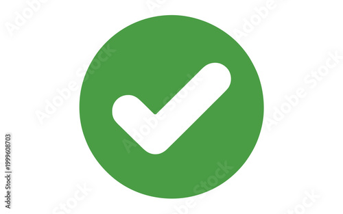 Green Checkmark Icon On White Background For Approval Concepts