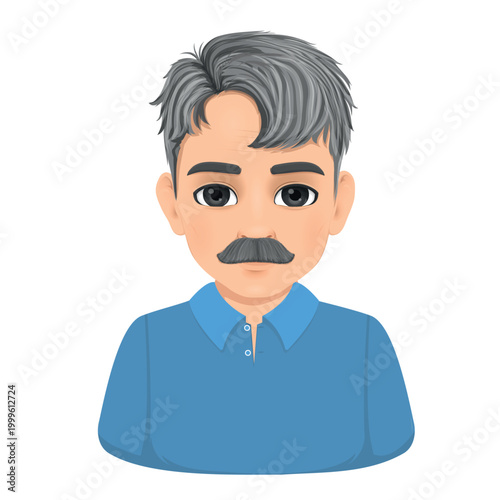 Portrait of a man with gray hair and mustache.