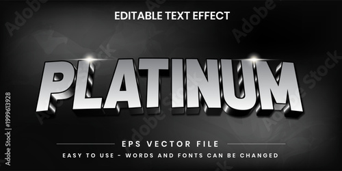 PLATINUM 3D Text Effect - Luxury Silver Metallic