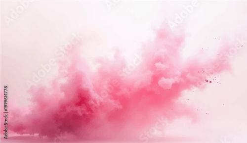 Abstract cloud of vibrant pink powder suspended in mid-air, creating a visually dynamic composition, ideal for various design projects.