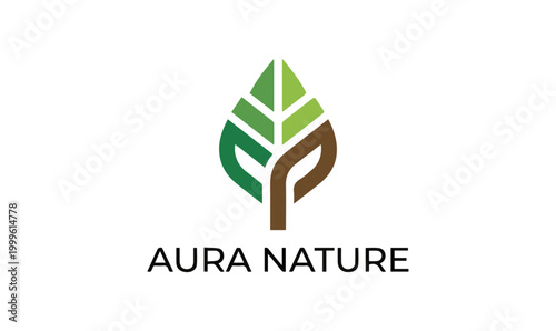 Geometric Leaf Logo Design for Eco-Friendly Nature Brands and Organic Wellness Products