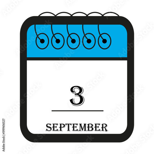 calendar with september 3icon vector reminder for important deadlines and special events this autumn season