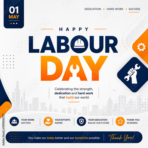 Happy Labour Day Social Media Post Design