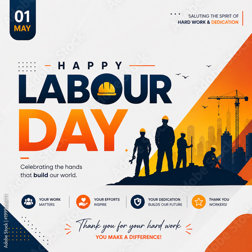 Happy Labour Day Social Media Post Design