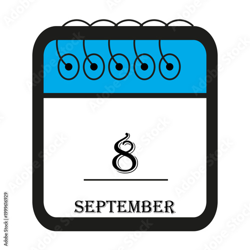 calendar with september 8 icon vector reminder for important deadlines and special events this autumn season