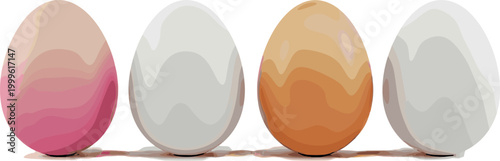 Colorful Easter Eggs in a Row with Soft Gradient Hues for Holiday Decor, Spring Celebrations, and Seasonal Designs