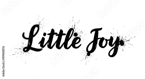 Little Joy. lettering and all elements in black. Vector style. White background. Pure white background. Perfect isolation and visual consistency. Grunge