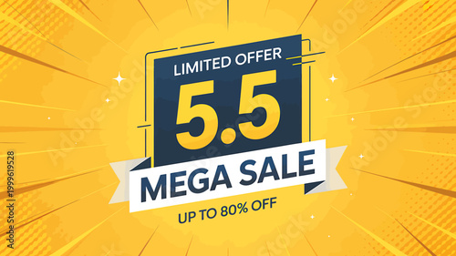 Limited Offer Mega Sale Discount Banner With Percentage Display