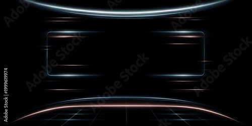A futuristic digital background with neon lights and a sleek design on a black backdrop for a tech or gaming presentation