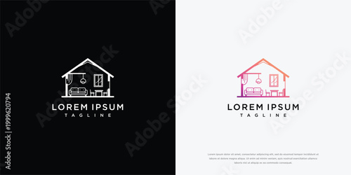 Modern House Logo Design With Furniture Elements