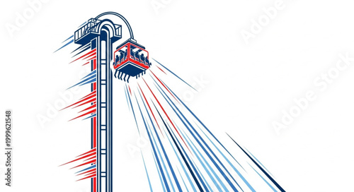Amusement Park Ride Tower with Suspended Gondola.