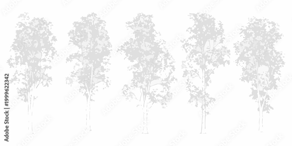 Obraz premium Tree silhouettes five variations on white background