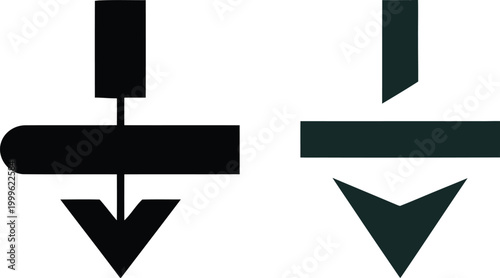 Download icon with downward arrow and horizontal bar download direction transfer illustration information navigation interface internet