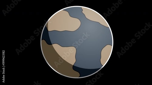 Futuristic Dark Earth Globe Rotation, Stylized Sci-Fi Planet Animation, 4K Seamless Loop for Technology and Gaming UI with Alpha Channel
