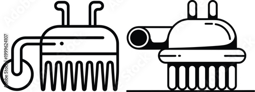 Abstract machine parts simplified vector illustration black and white abstract industrial mechanic technology illustration component assembly