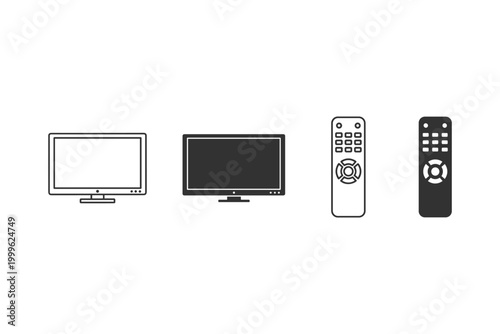 TV and Remote Control Icons