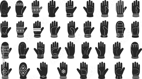 Foto Vector illustration of gloves and mittens in diverse winter handwear designs wit