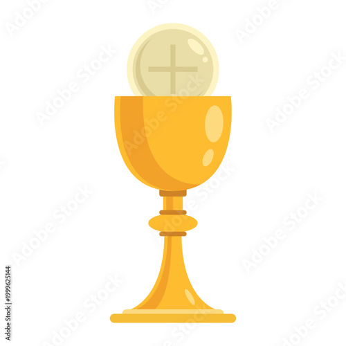 Golden Communion Chalice Religious Icon Illustration