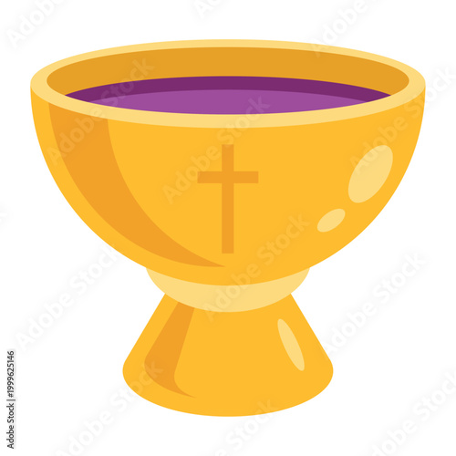Golden Communion Chalice Religious Icon Illustration