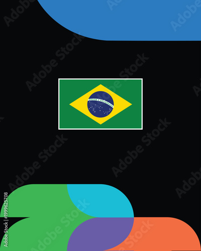 Brazil Flag United States Football Final 2026 Emblem Latin American Countries Football Teams Design Vector Illustration