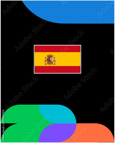 Spain Flag United States Football Final 2026 Emblem Europe Countries Teams Design Vector Illustration