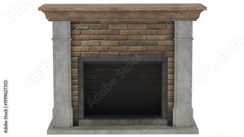 3d rendering home fireplace