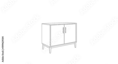 cabinet with doors and legs line drawing silhouette