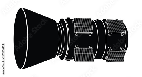 Camera lens silhouette black and white outline on white background