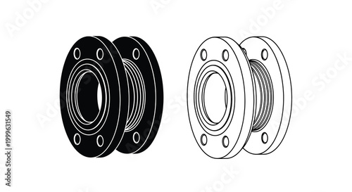 Expansion joint silhouette black and white technical drawing