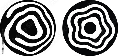 Concentric wave patterns in circles with optical illusion black and white concentric abstract background illustration vibration monochrome