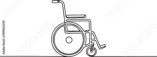 continuous line vector illustration of wheelchair. one line Icon drawing