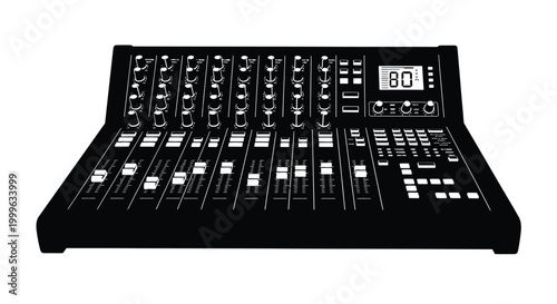 Audio mixer silhouette on a white background