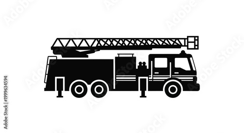 Fire truck silhouette black and white graphic design