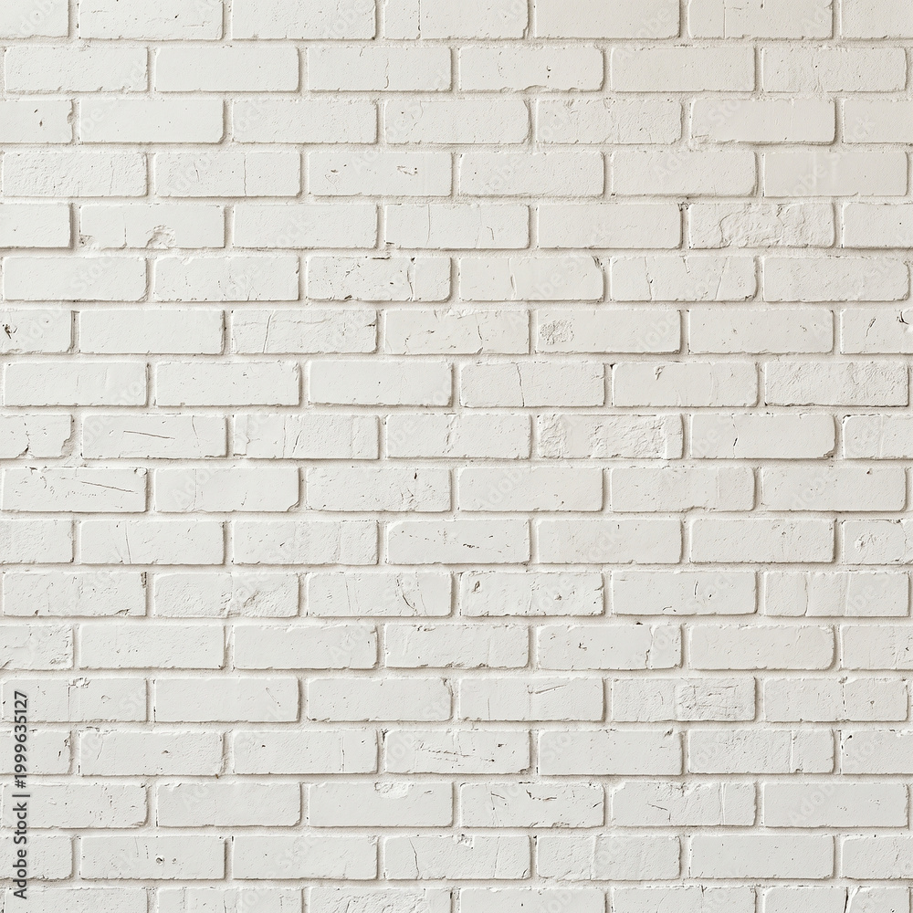 Fototapeta premium A white brick wall with a rough texture and rectangular bricks arranged in a staggered pattern
