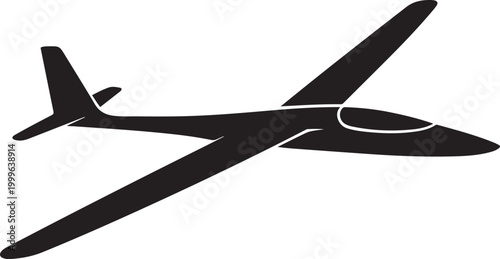 Gliding sailplane. balck icon silhouette