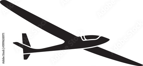 Gliding sailplane. balck icon silhouette