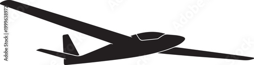 Gliding sailplane. balck icon silhouette