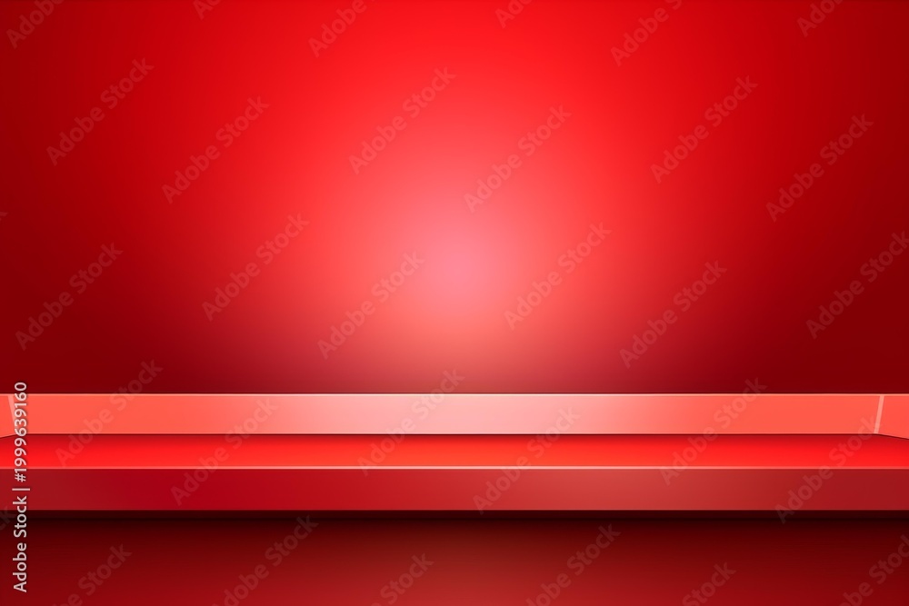 Obraz premium Red shelf creating a product stage or showcasing space with gradient background