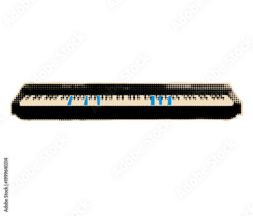 Electric piano keyboard halftone cutout.