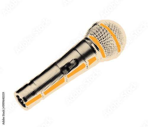 Handheld microphone halftone cutout.