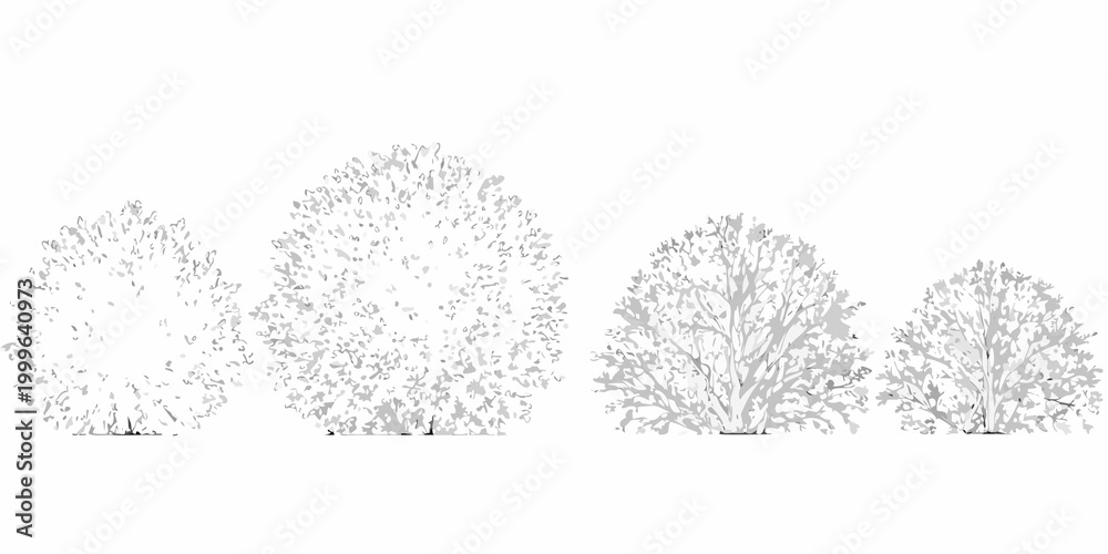 Fototapeta premium Shrub silhouettes four variations on a white background