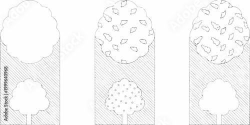 stylized tree canopy outlines with three variations