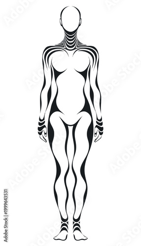 Graphic design of a human figure showing different shapes and patterns for art and anatomy study Generative AI