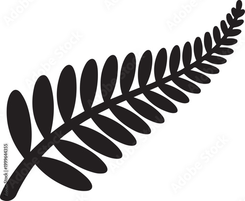 Silver Fern emblem. balck icon silhouette