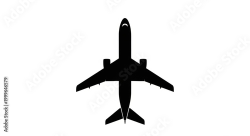 Silhouette of an Airplane in Flight - Aviation and Transportation.
