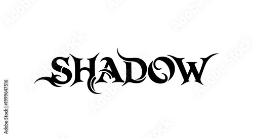 Stylized Shadow Text Logo Design with Ornate Gothic Lettering.