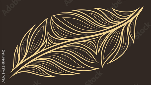 Gold metallic feather texture on black background 1
