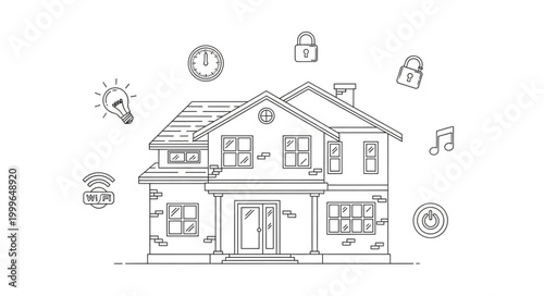 Sketch of a Smart Home with Connected Devices and Automation.